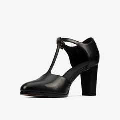 Kaylin 85 T Bar Black Leather | Clarks For Sale