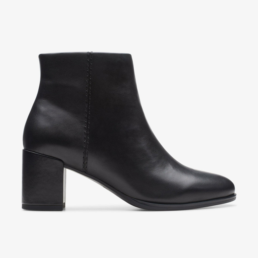 Freva 55 Zip Ankle Boot Black Leather | Clarks Onsale