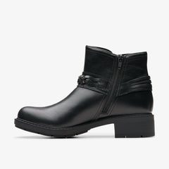Hearth Kaylie Ankle Boot Black Leather | Clarks