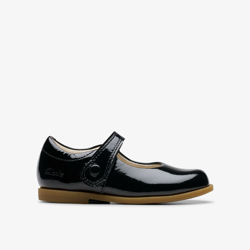 Drew Tap Toddler Black Patent | Clarks Sale