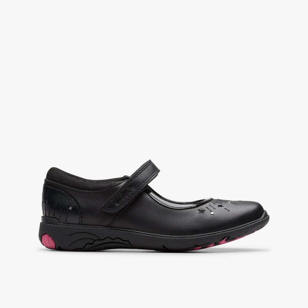 Relda Wish Kid Black Leather | Clarks