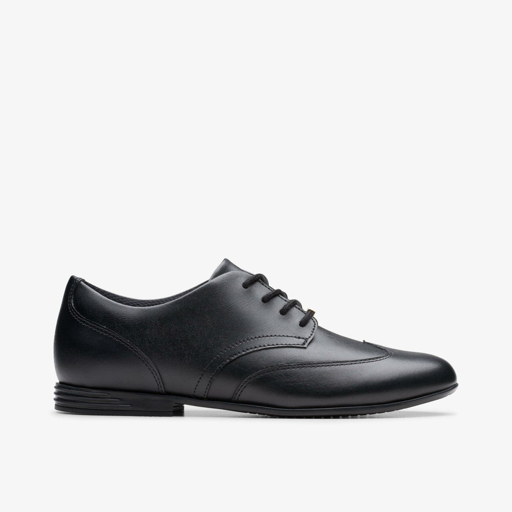 Finja Wing Youth Black Leather | Clarks For Sale