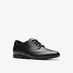 Finja Wing Youth Black Leather | Clarks For Sale