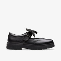 Lorcam Jane Youth Black Leather | Clarks Sale