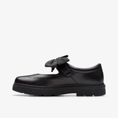 Lorcam Jane Youth Black Leather | Clarks Sale