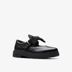 Lorcam Jane Youth Black Leather | Clarks Sale
