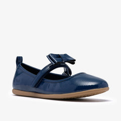 Charm Bow Kid Navy Patent | Clarks Onsale