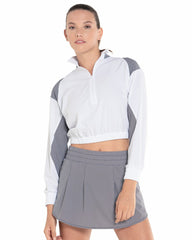 K-Swiss CROP 1/4 ZIP L/S White/black | Women Tennis