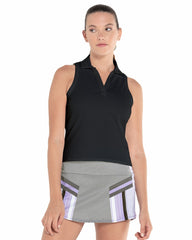 K-Swiss SLEEVELESS RIB POLO Black | Women T-Shirts & Tops