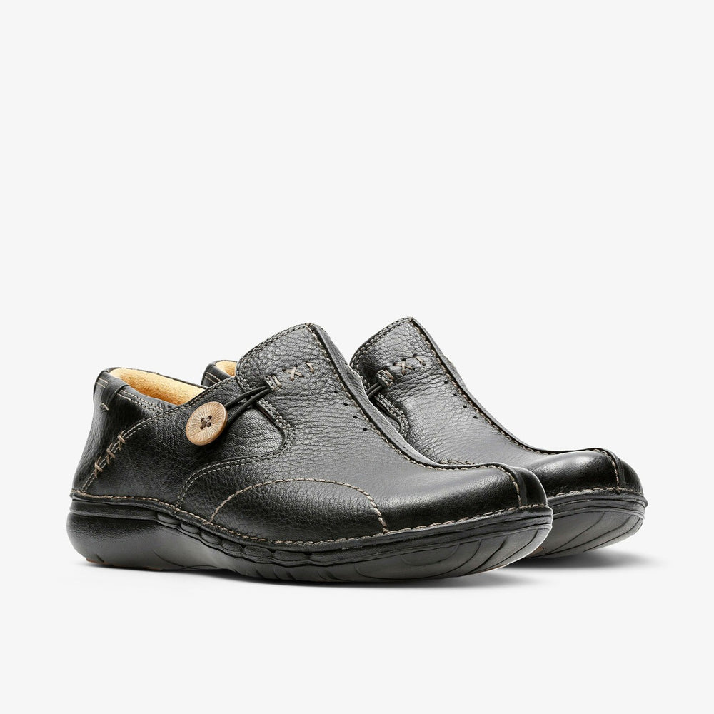 Un Loop Black Leather | Clarks For Sale