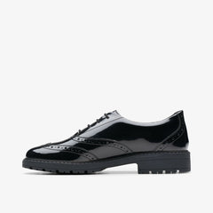 Loxham Brogue Youth Black Patent | Clarks For Sale