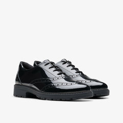 Loxham Brogue Youth Black Patent | Clarks For Sale