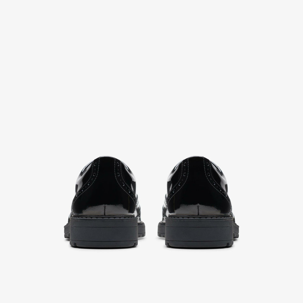 Loxham Brogue Youth Black Patent | Clarks For Sale