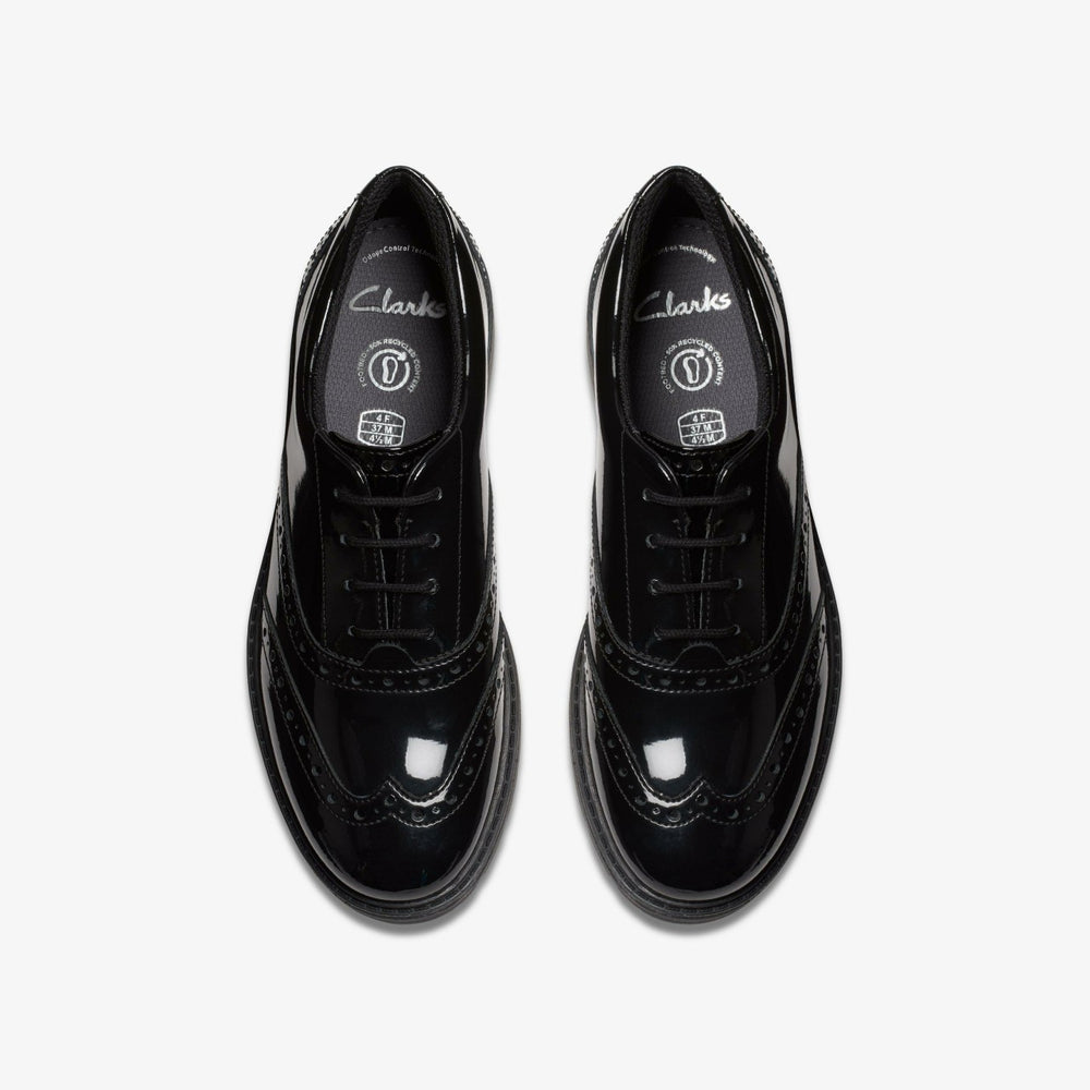 Loxham Brogue Youth Black Patent | Clarks For Sale