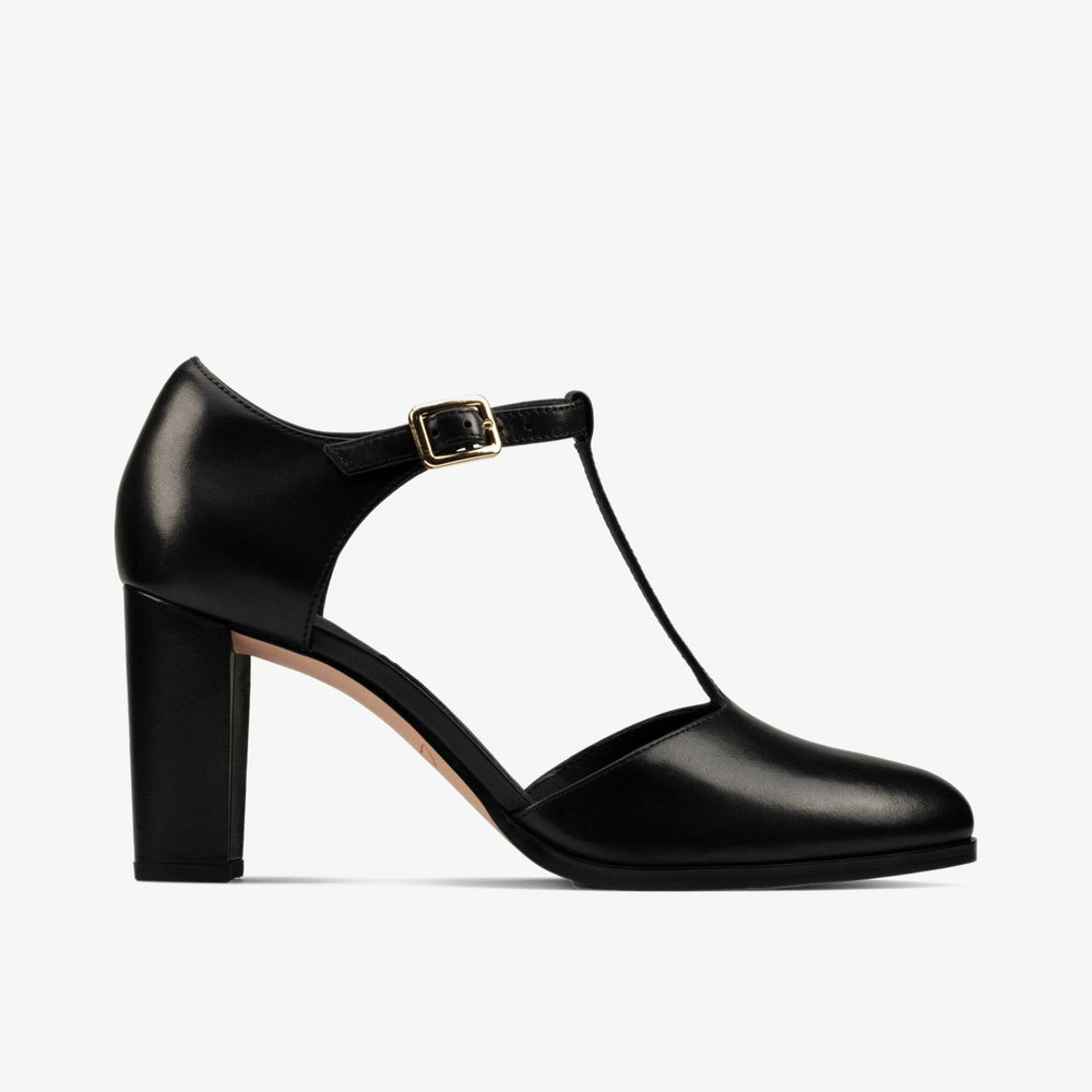 Kaylin 85 T Bar Black Leather | Clarks For Sale