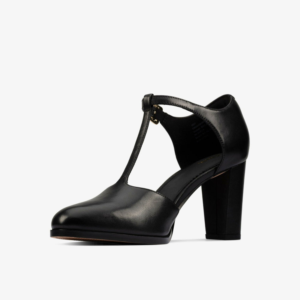 Kaylin 85 T Bar Black Leather | Clarks For Sale