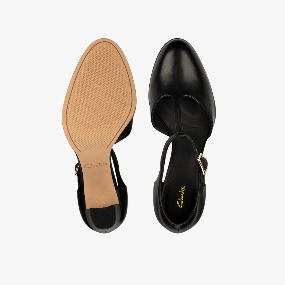 Kaylin 85 T Bar Black Leather | Clarks For Sale