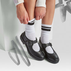 Loxham Walk Youth Black Leather | Clarks Onsale