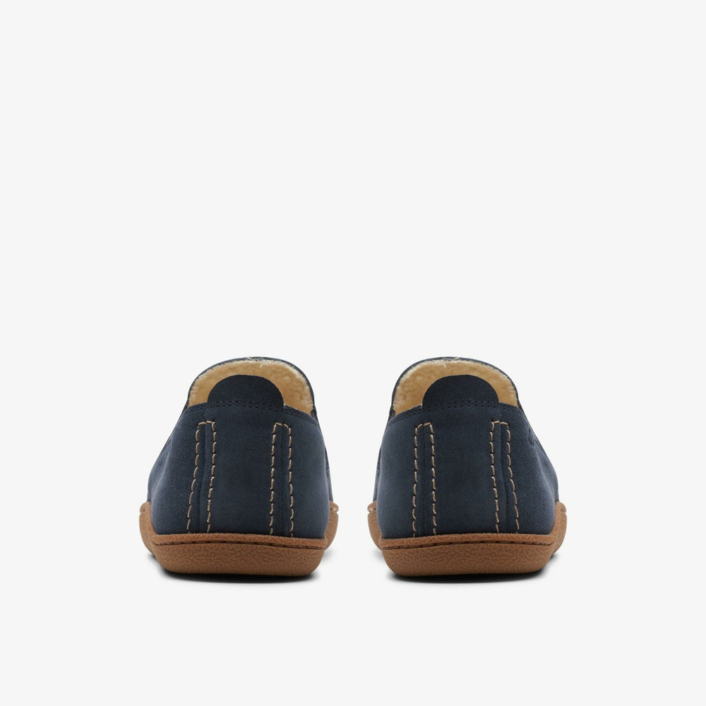 Home Mocc Slipper Navy Suede | Clarks For Sale