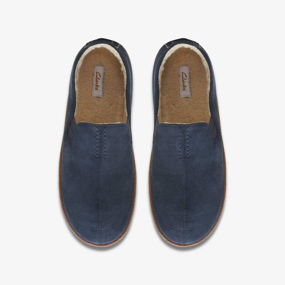 Home Mocc Slipper Navy Suede | Clarks For Sale