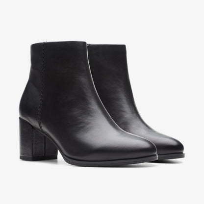 Freva 55 Zip Ankle Boot Black Leather | Clarks Onsale