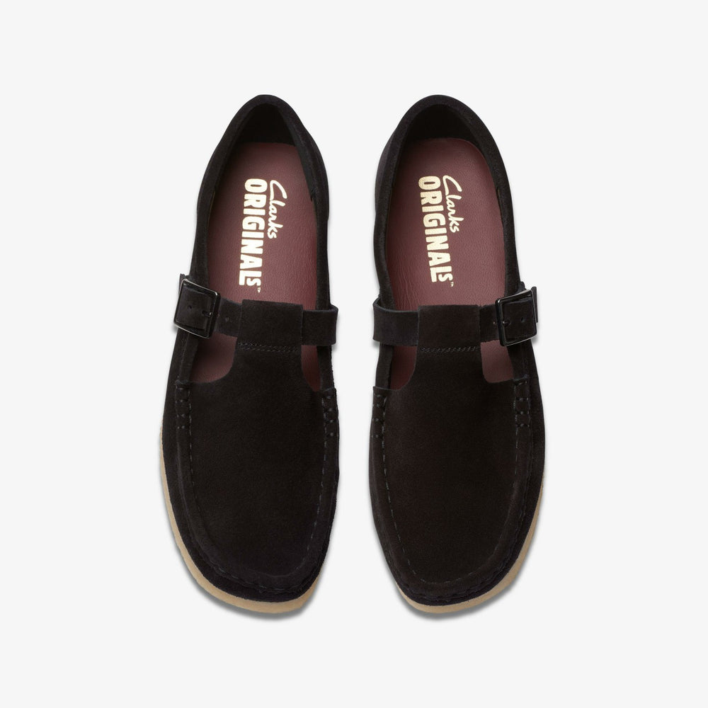 Wallabee T Bar Black Suede | Clarks Onsale