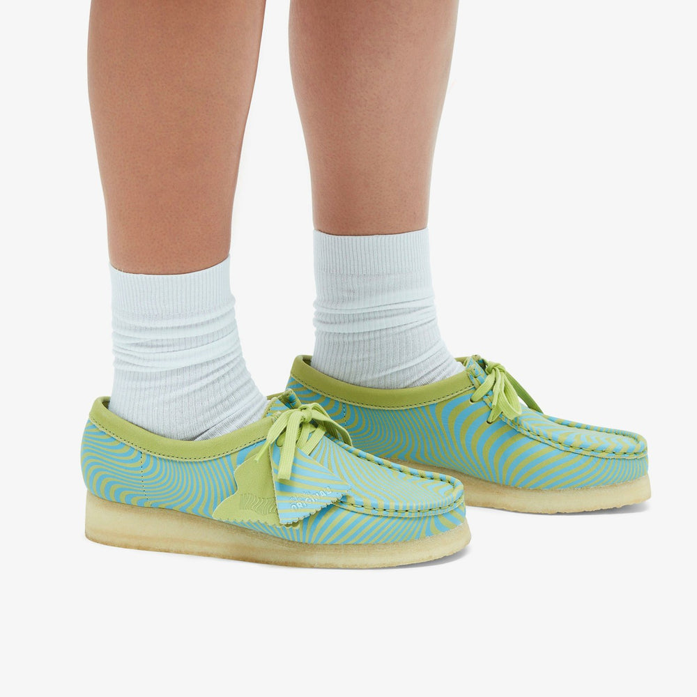 Wallabee Blue/Lime Print | Clarks For Sale