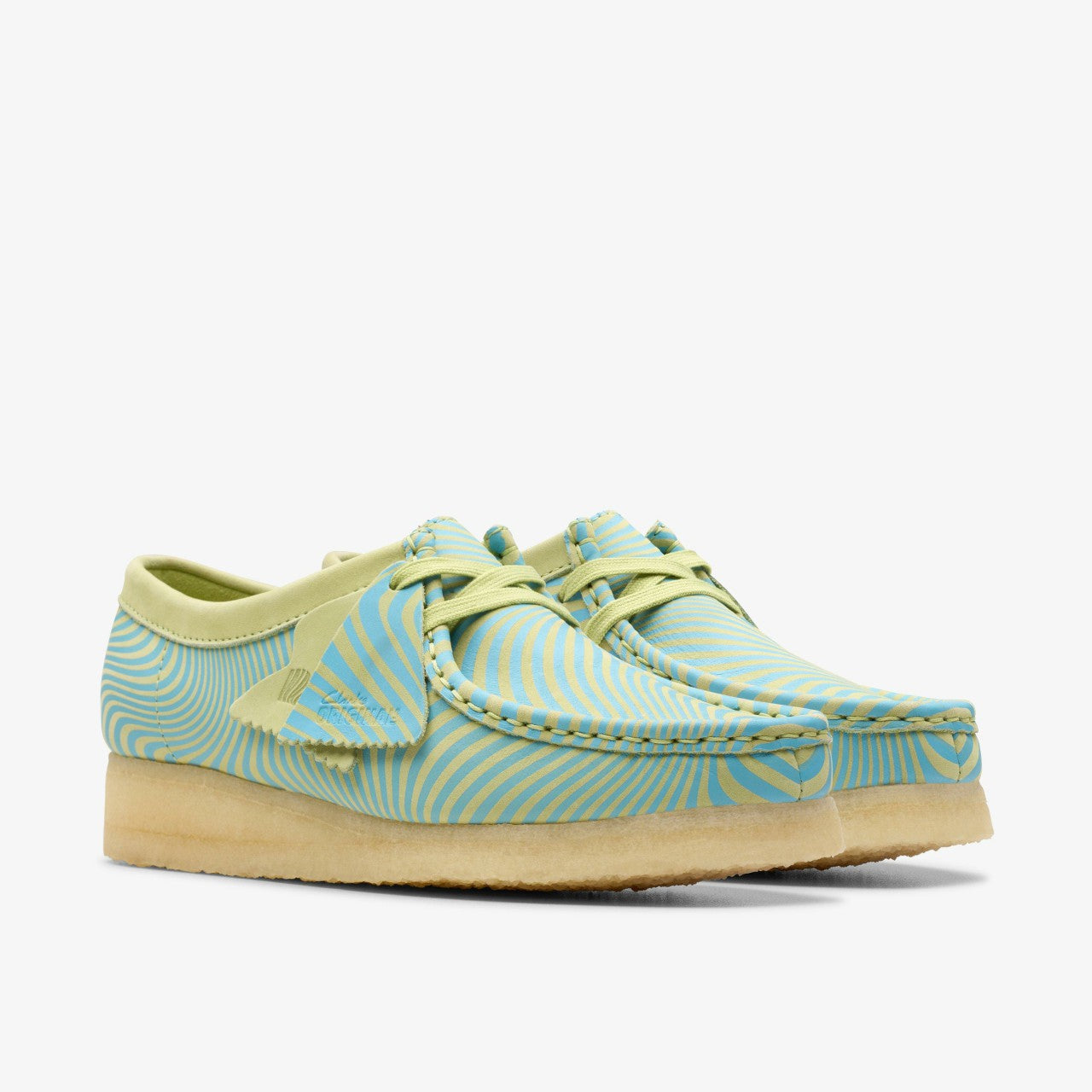 Wallabee Blue/Lime Print | Clarks For Sale