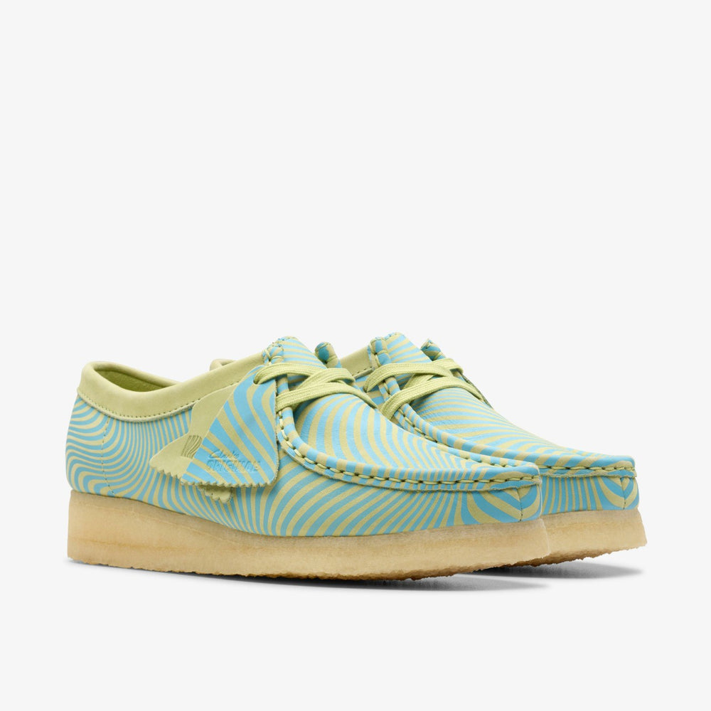Wallabee Blue/Lime Print | Clarks For Sale
