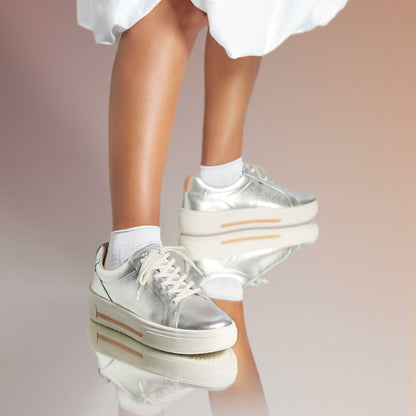 Hollyhock Walk Silver Leather | Clarks Sale