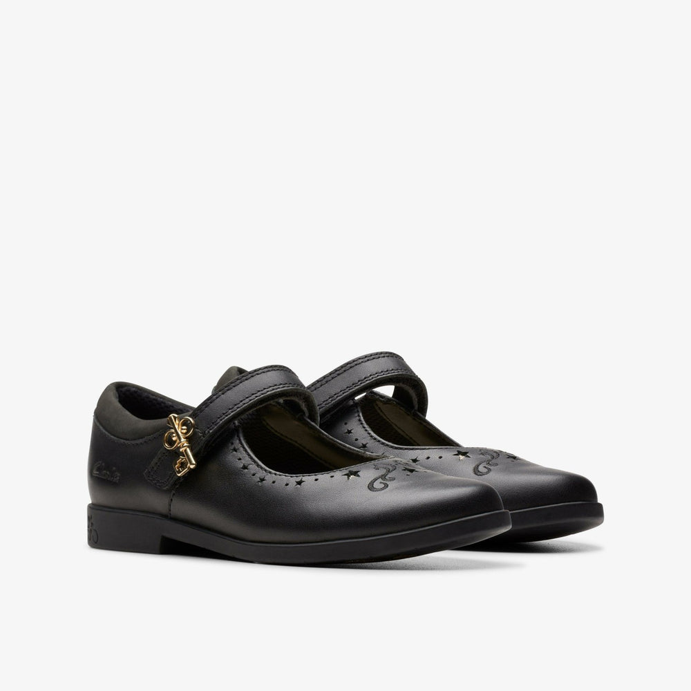 Lock Magic Kid Black Leather | Clarks Onsale