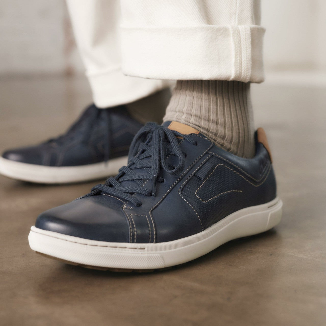 Mapstone Lace Navy Leather | Clarks US