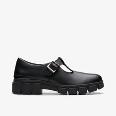 Evyn Bar Youth Black Leather | Clarks Discount