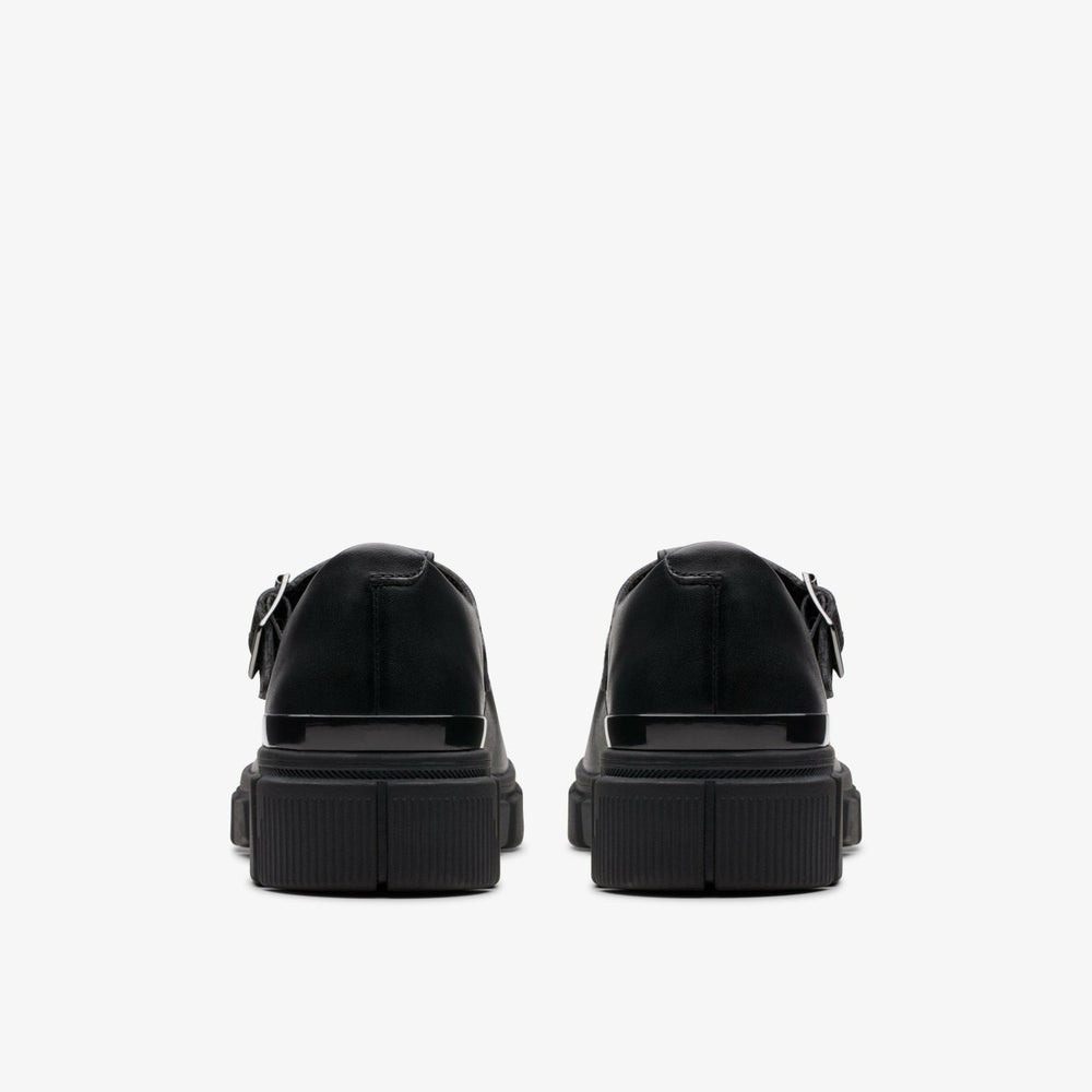 Evyn Bar Youth Black Leather | Clarks Discount