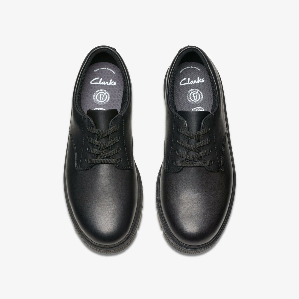 Lorcam Loop Youth Black Leather | Clarks Discount