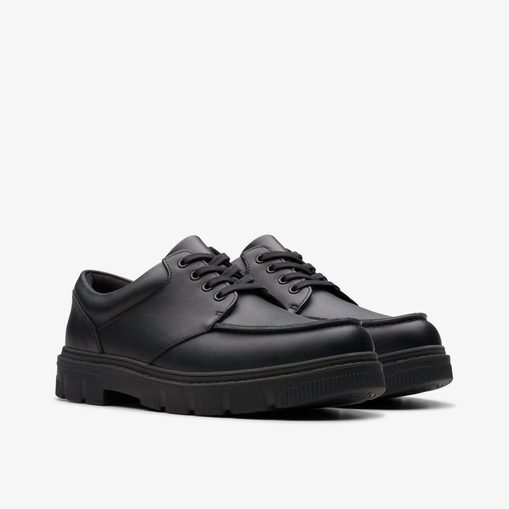 Lorcam Edge Youth Black Leather | Clarks Onsale