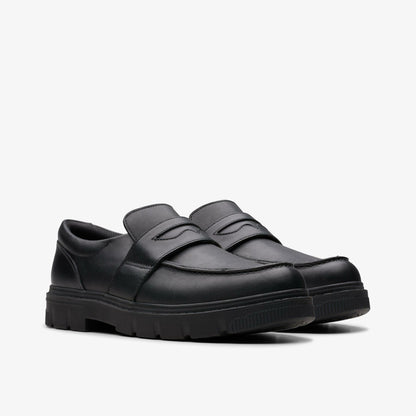 Lorcam Craft Youth Black Leather | Clarks Onsale