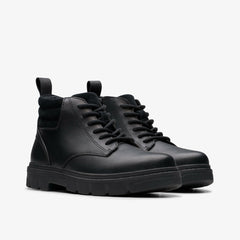 Lorcam Trail Youth Black Leather | Clarks