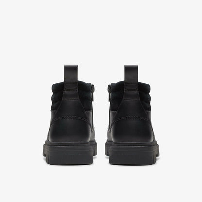Lorcam Trail Youth Black Leather | Clarks