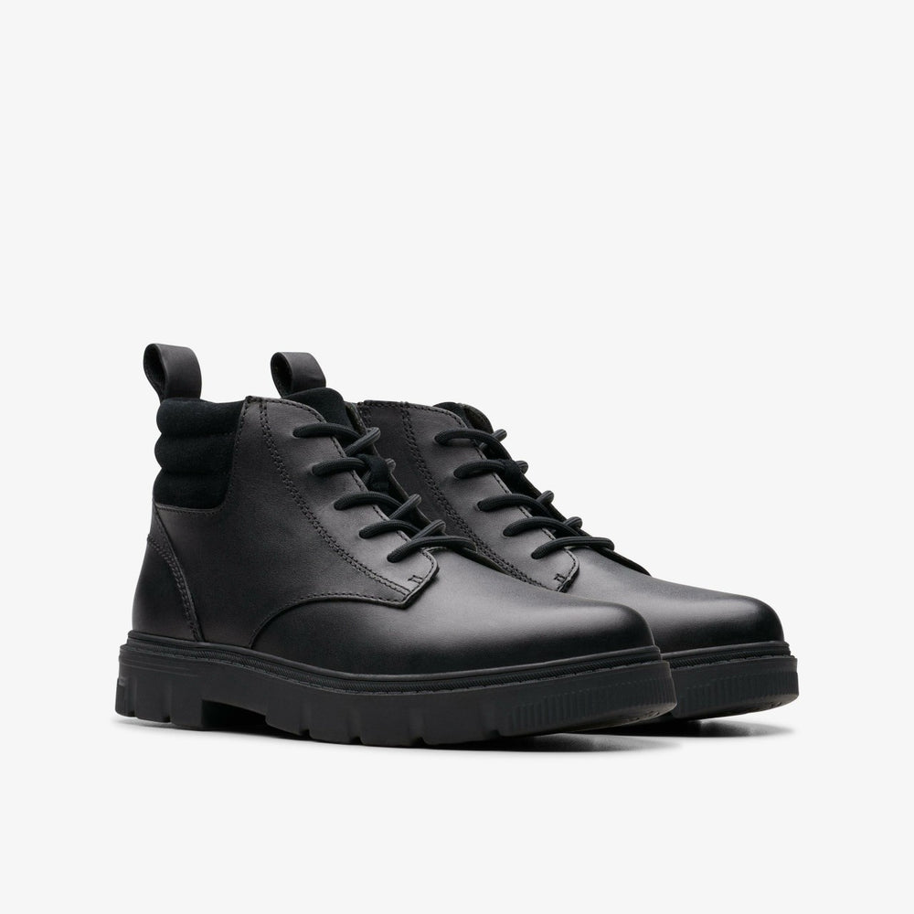 Lorcam Trail Older Black Leather | Clarks Discount