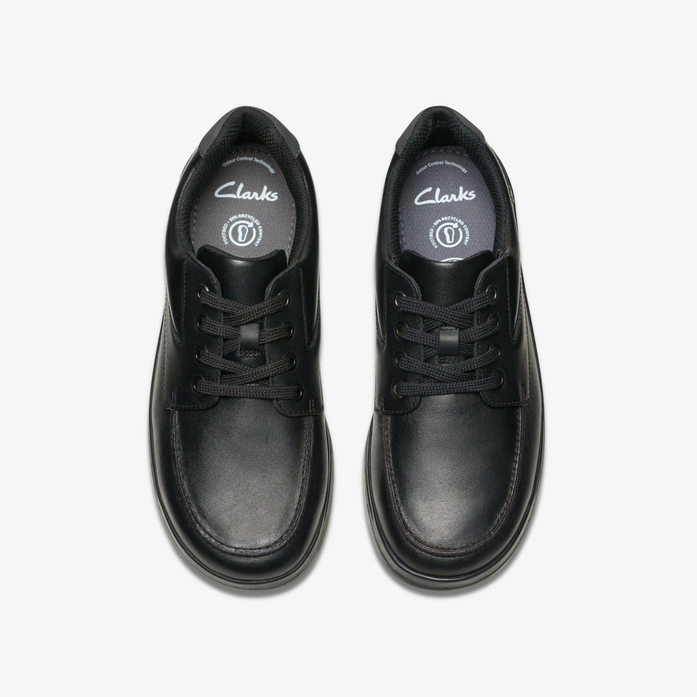 Keelan Flare Youth Black Leather | Clarks Discount