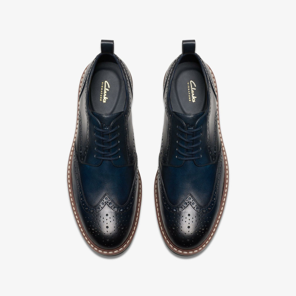 Aldwin Limit Brogue Navy Leather | Clarks Onsale