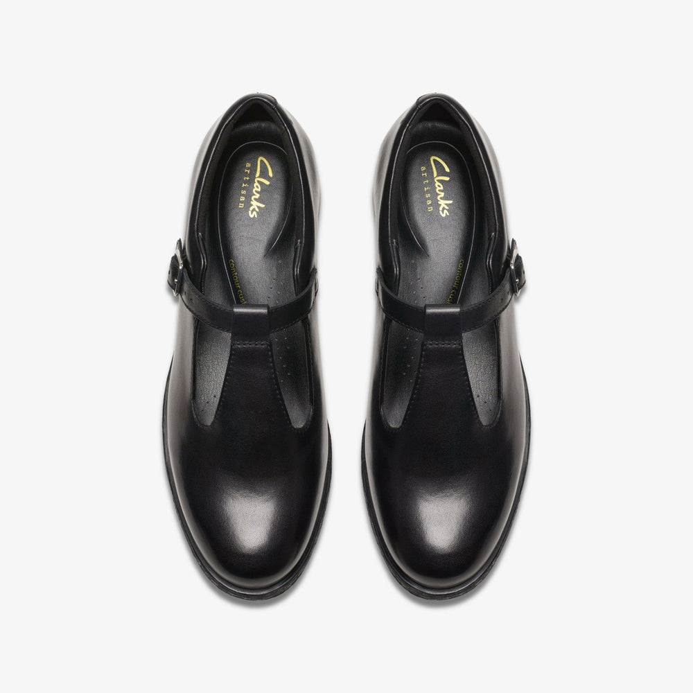 Havisham Bar Black Leather | Clarks