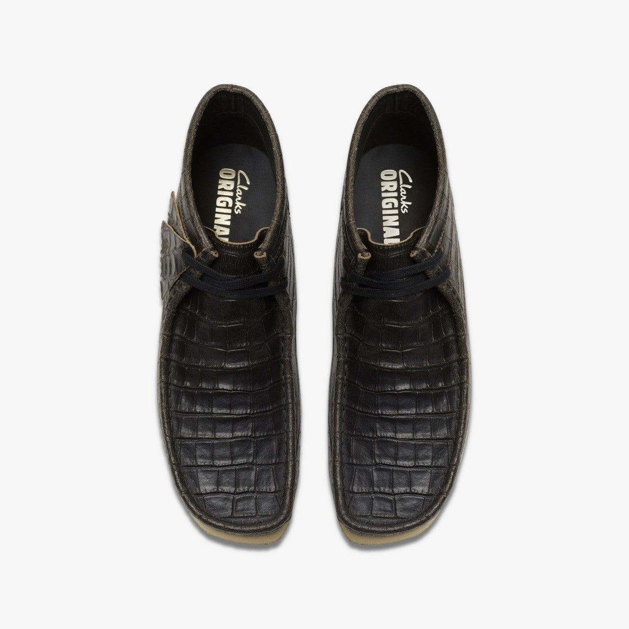 Wallabee Boot Black Crocodile Distress | Clarks Sale