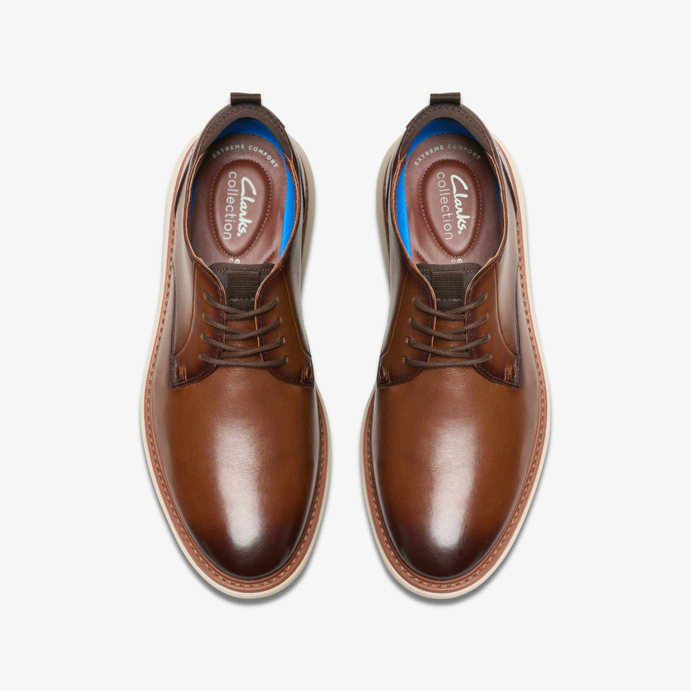 Brantin Plain Dark Tan Leather | Clarks For Sale
