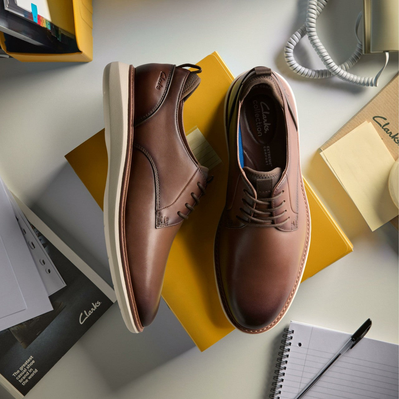 Brantin Plain Dark Tan Leather | Clarks For Sale