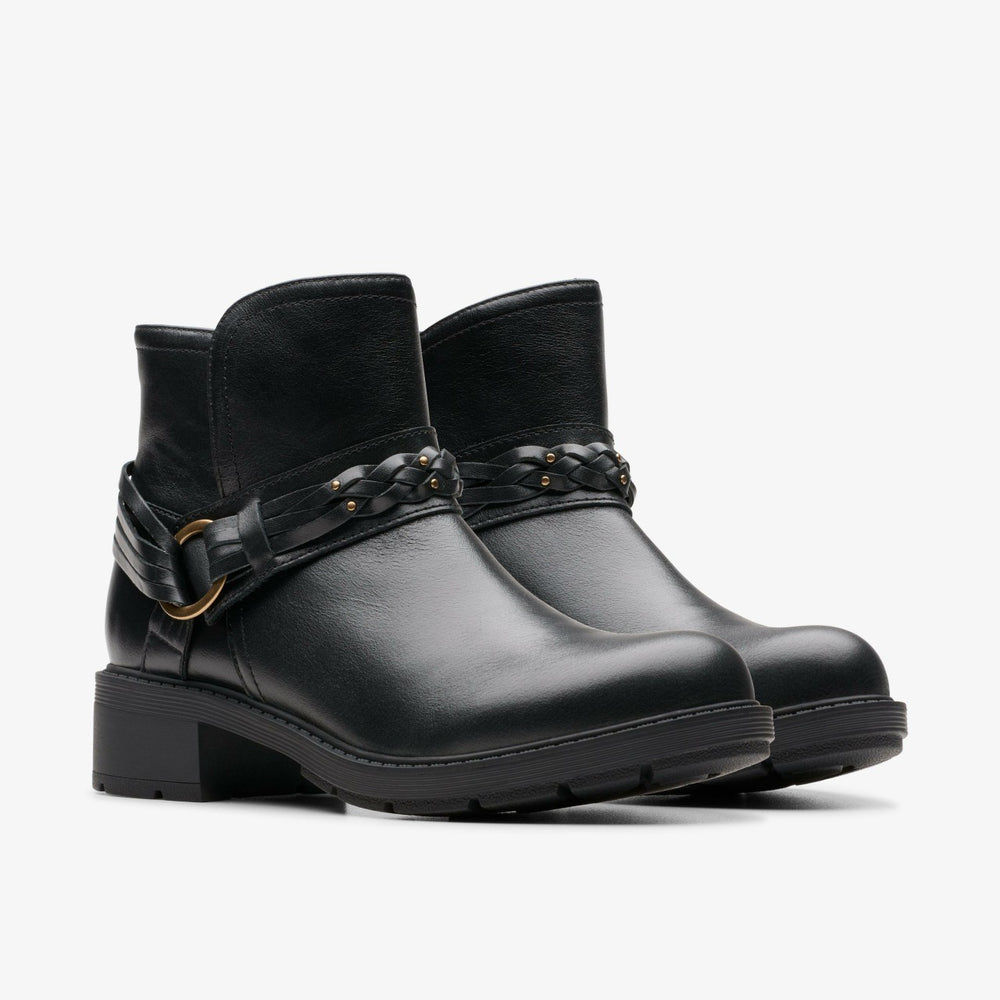 Hearth Kaylie Ankle Boot Black Leather | Clarks