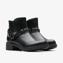 Hearth Kaylie Ankle Boot Black Leather | Clarks