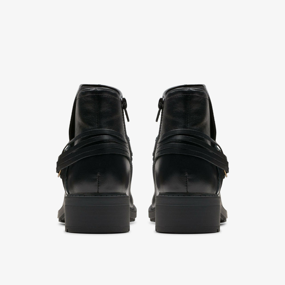 Hearth Kaylie Ankle Boot Black Leather | Clarks