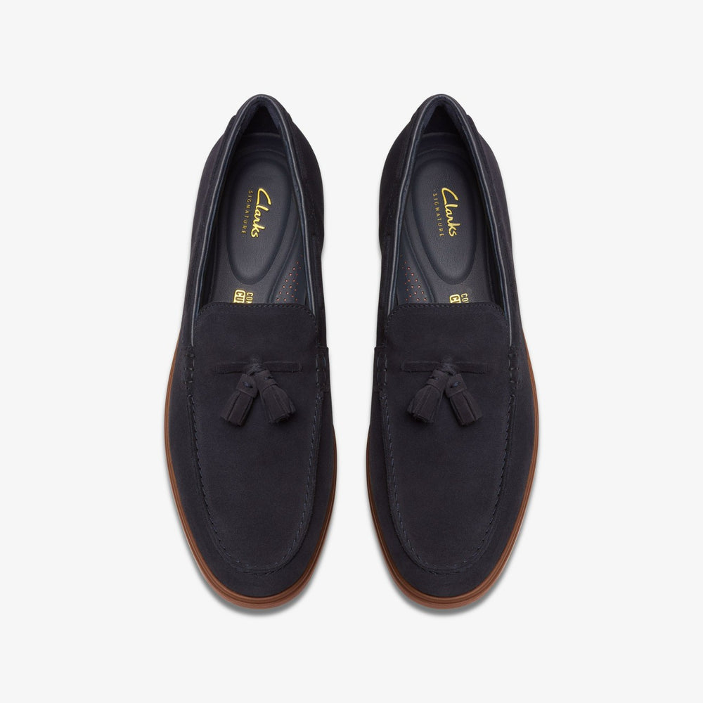 Torford Tassel Navy Suede | Clarks